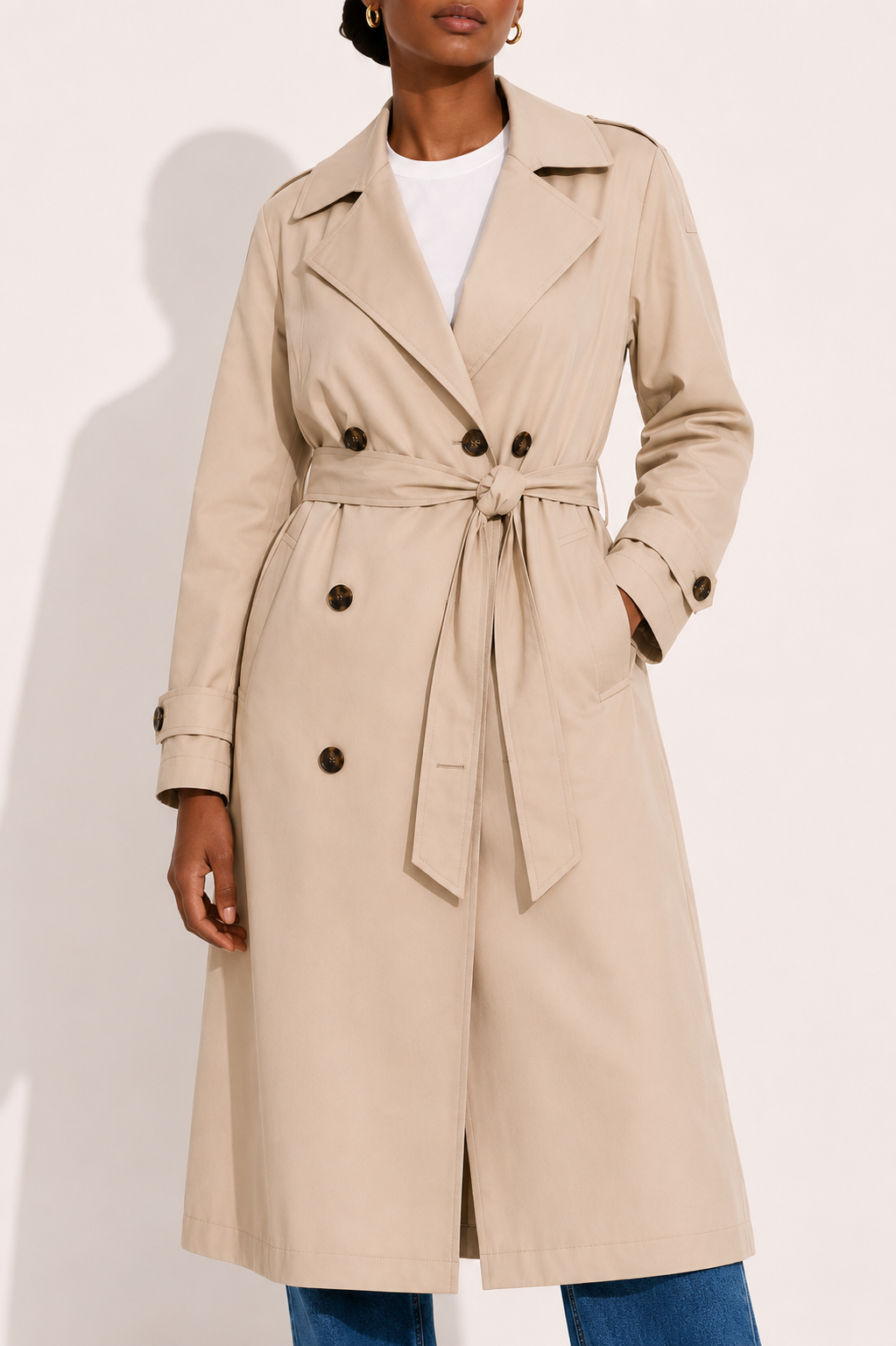Trench Ceinturé Boutonné Vintage Chic