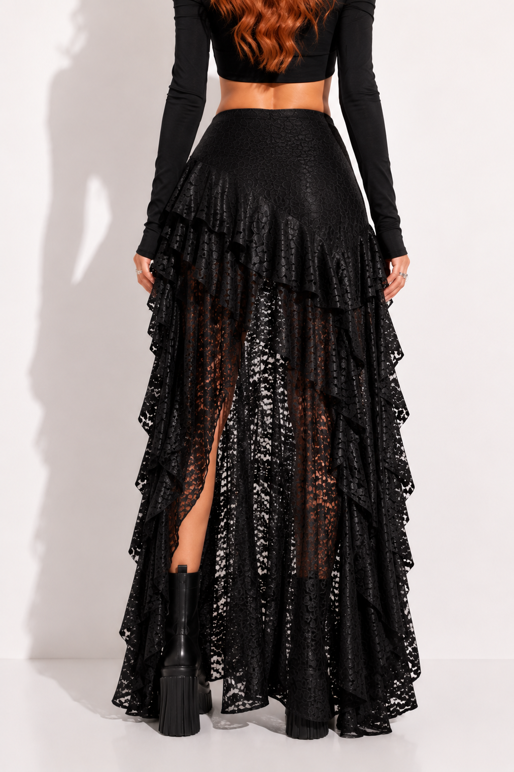 Jupe Longue Gothique Dentelle Streetwear