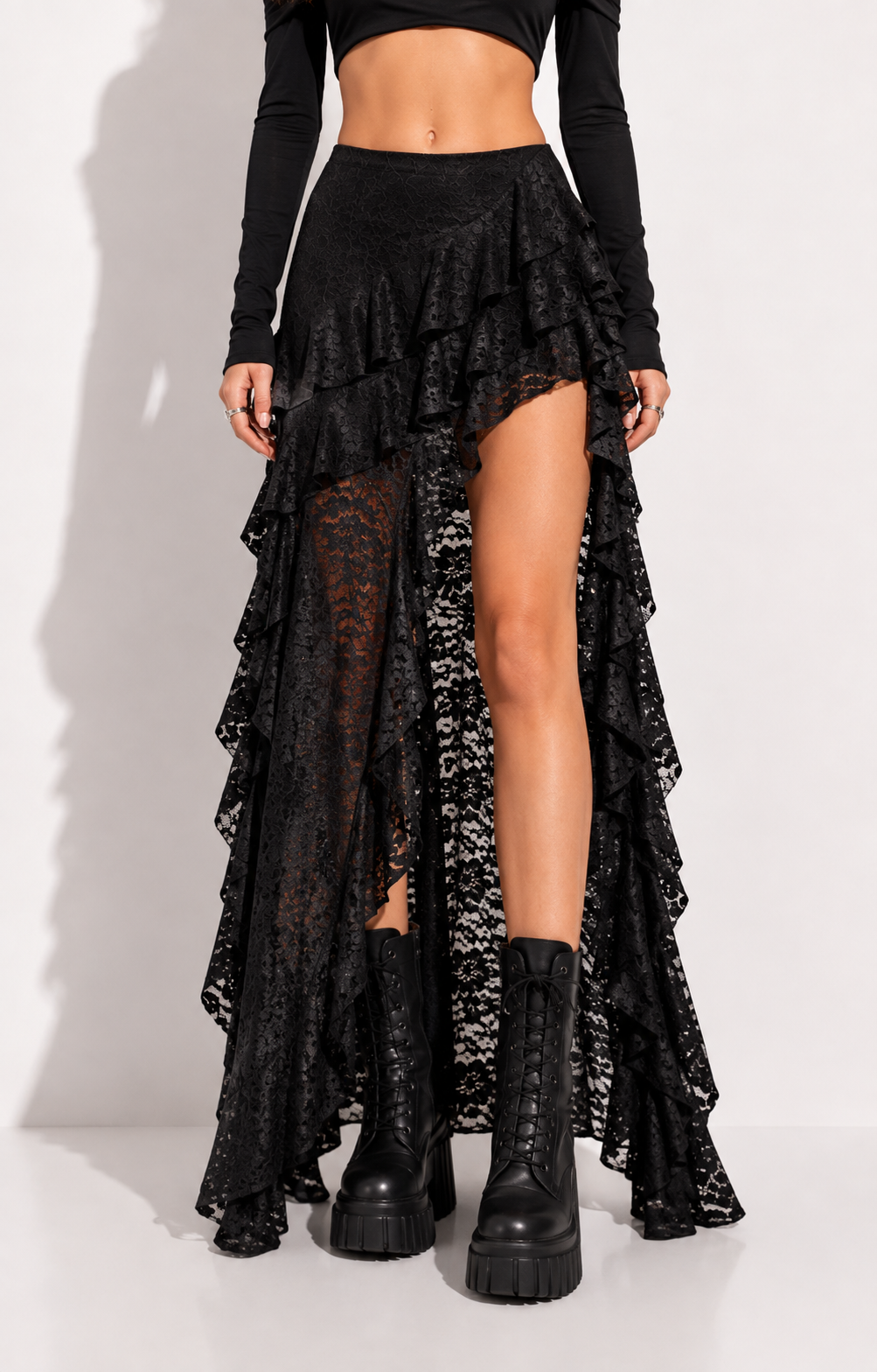 Jupe Longue Gothique Dentelle Streetwear