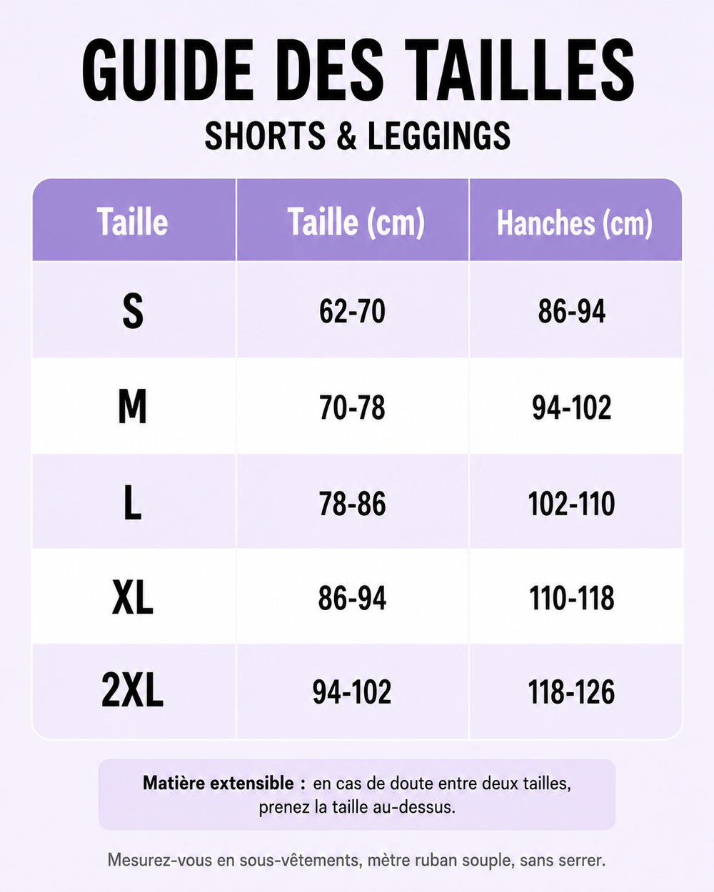 Guide des tailles
