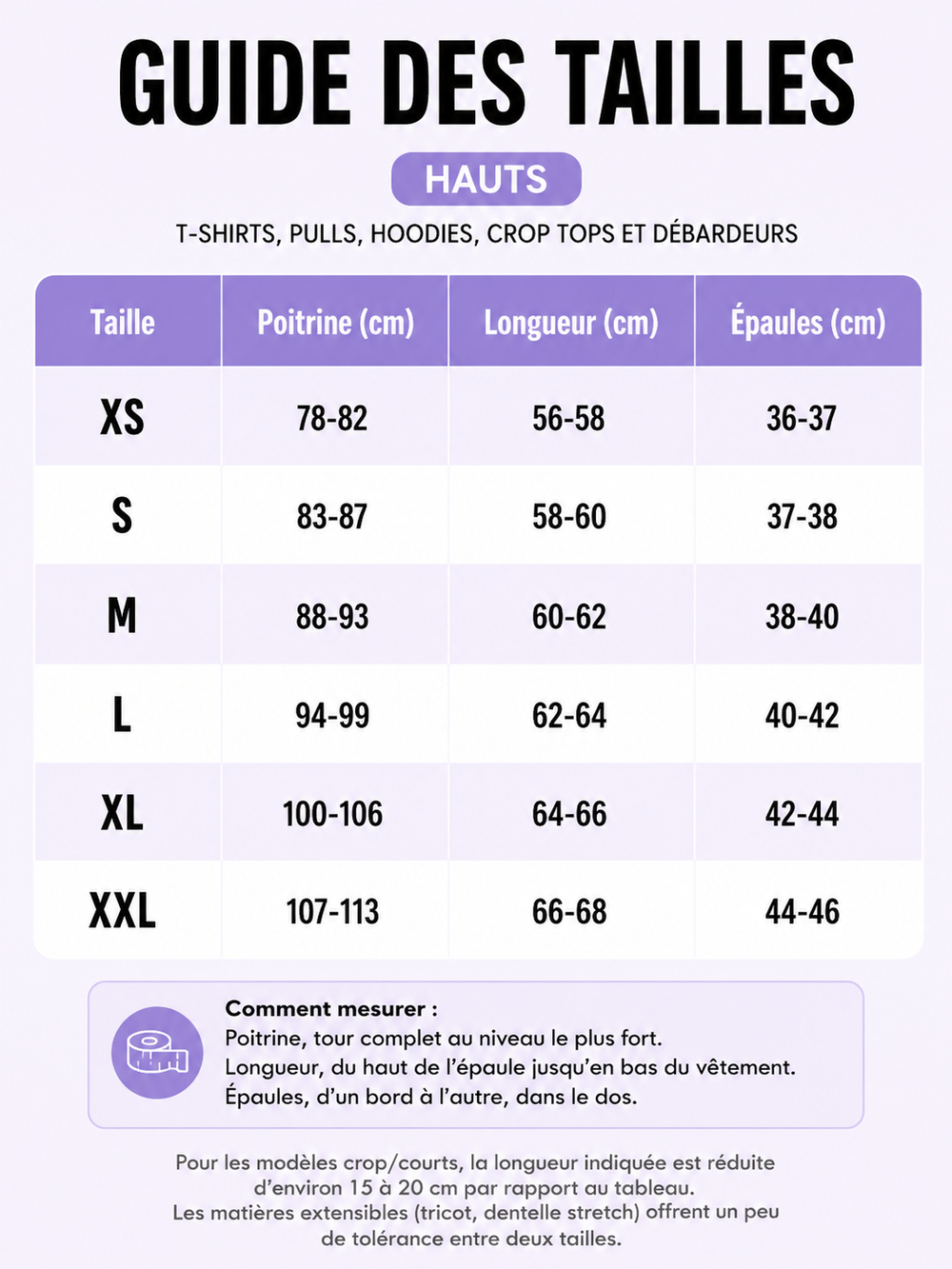 Guide des tailles