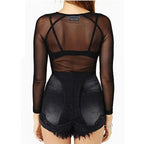 Top Manches Longues en Mesh Transparent