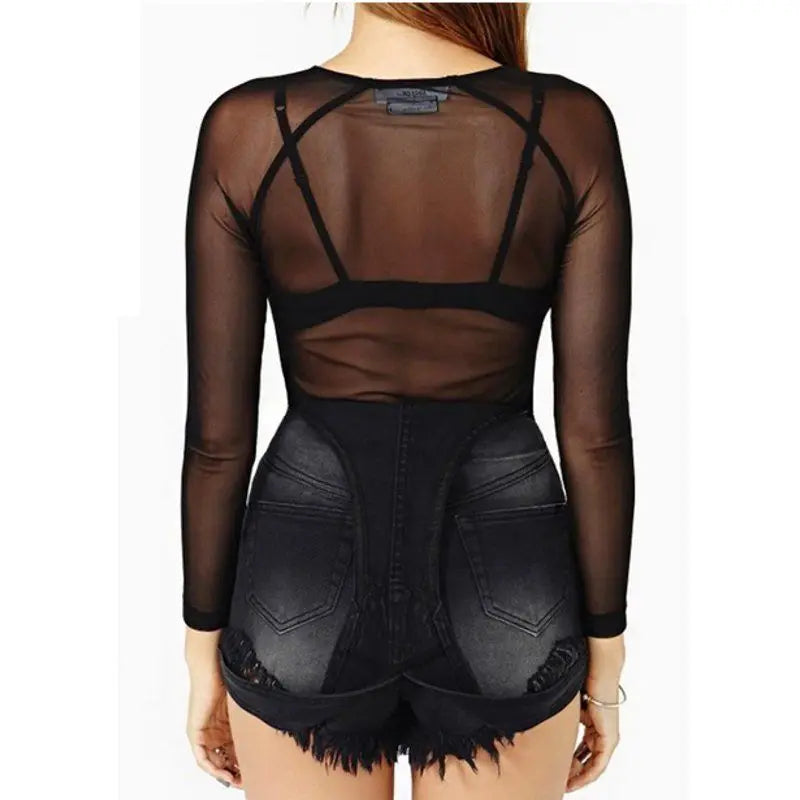 Top Manches Longues en Mesh Transparent