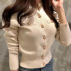 Cardigan Tricoté Manches Longues Boutonné