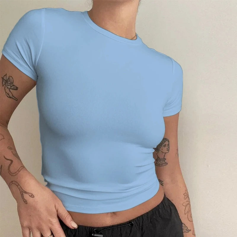 T-Shirt Slim Col Rond Tricoté Streetwear