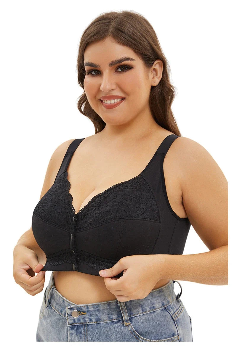 Soutien-gorge Grande Taille Push-Up Fermeture Avant en Dentelle