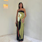 Robe Longue Imprimée Sans Bretelles Dos Nu