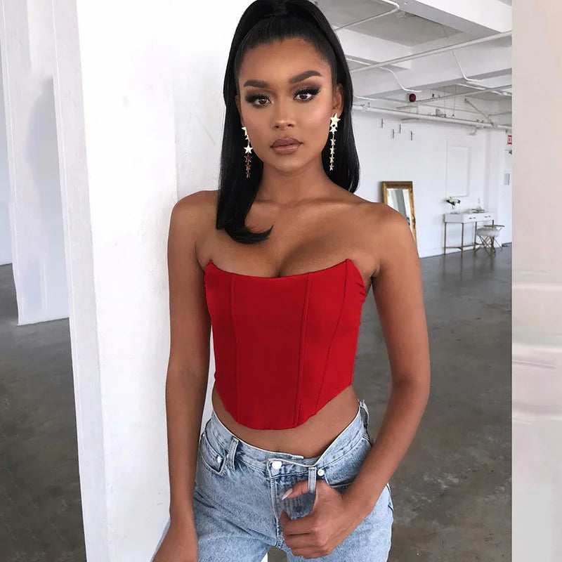 Crop Top Corset Épaules Dénudées Dos Nu
