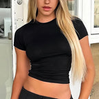 T-Shirt Slim Col Rond Tricoté Streetwear