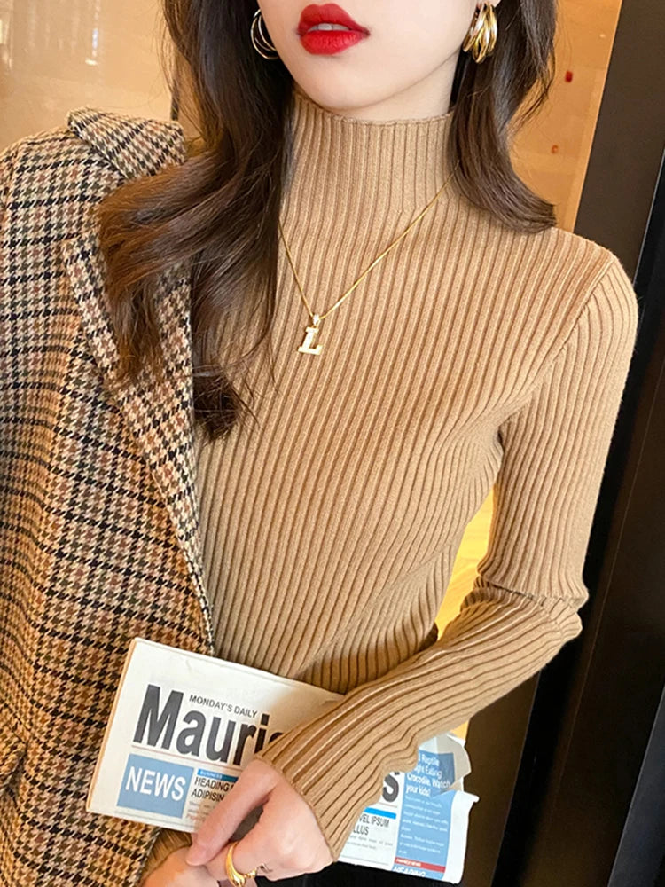 Pull Col Roulé Basique Manches Longues