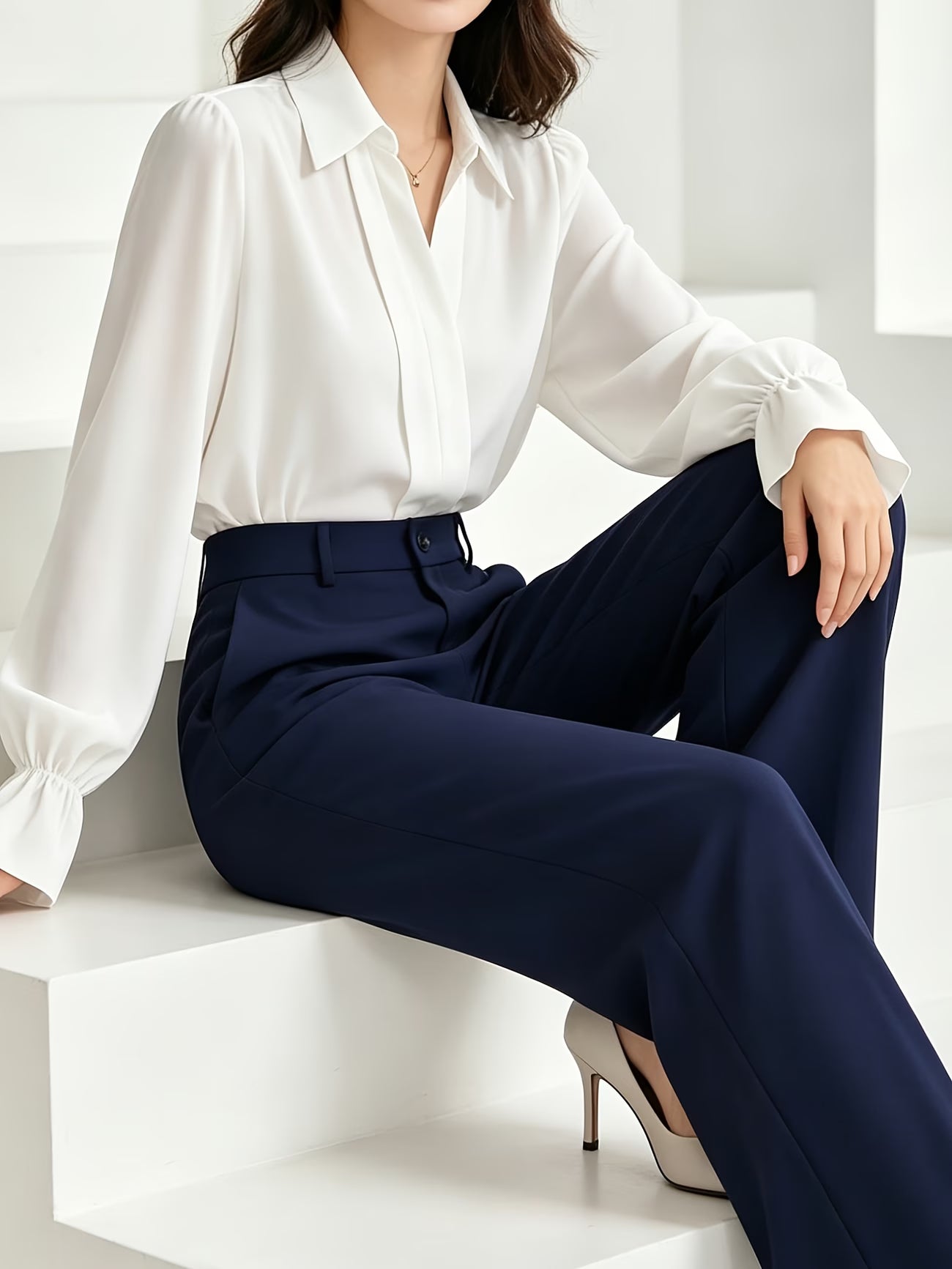 Pantalon Bureau Bouton Élastique Séchage Rapide
